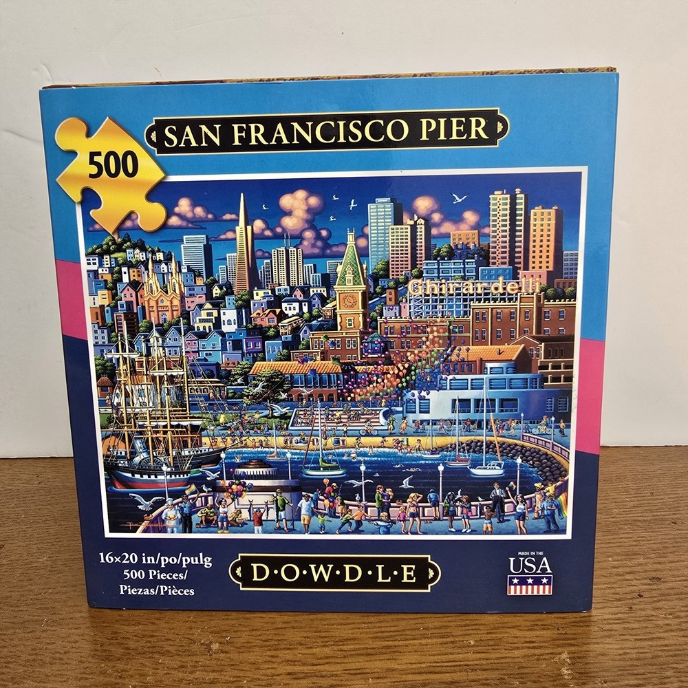 Eric Dowdle 500 Pc Jigsaw Puzzle San Francisco Pier NEW USA Made Folk Art 16x20